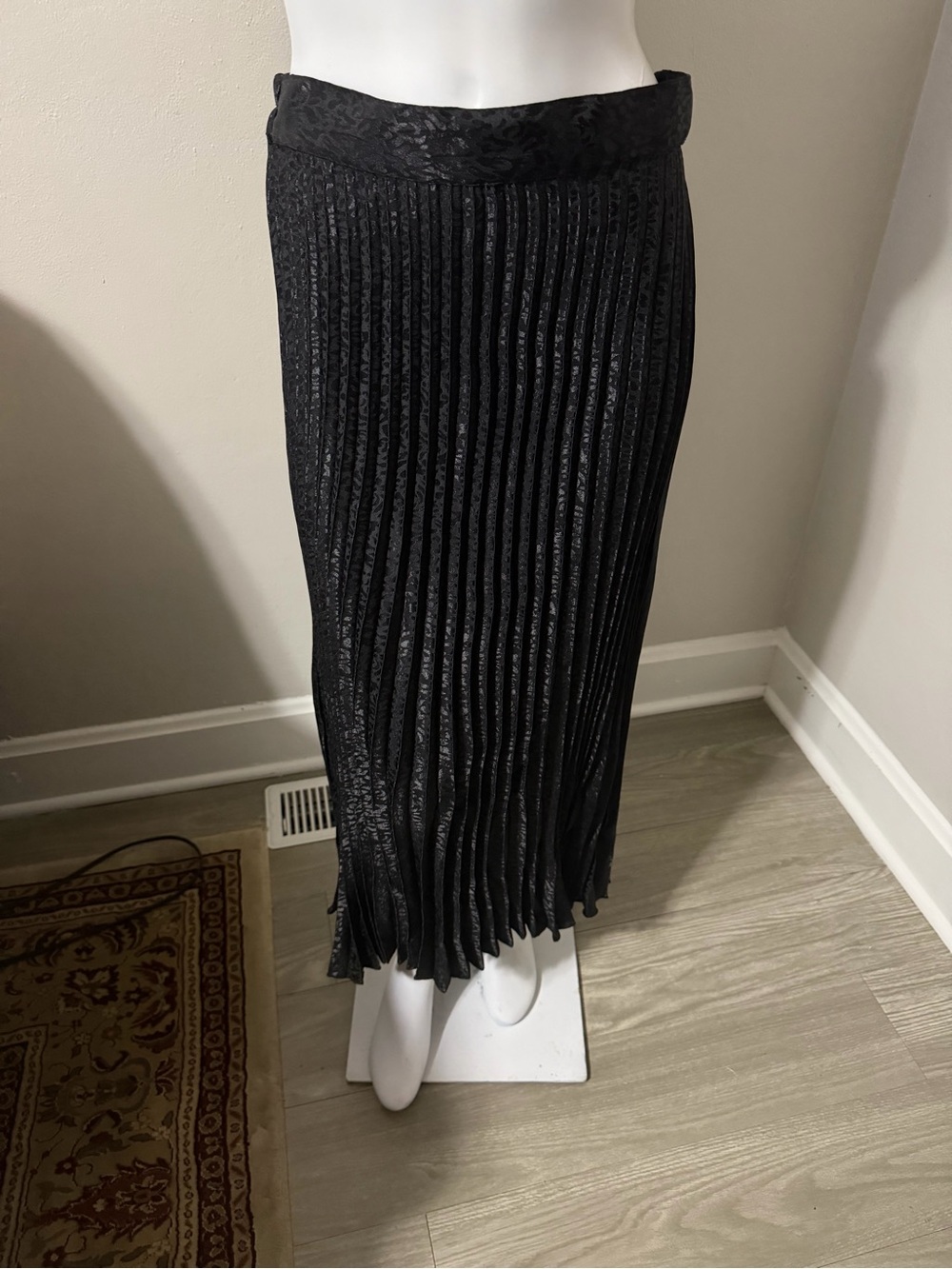 Japna Black Pleated Maxi Skirt